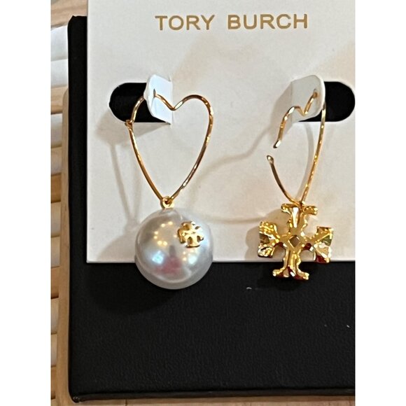 SET OF 2!! TORY BURCH LOGO STUD AND DROP EARRING SET - Picture 6 of 6
